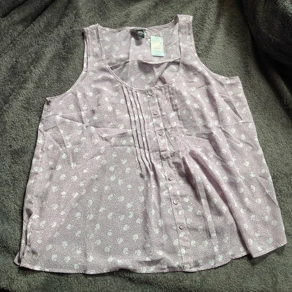 Torrid Purple & White Floral Tulip Back Slip Tank Top Size 2 - Picture 2 of 7